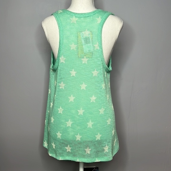 VINTAGE HAVANA LARGE MINT GREEN RACER BACK KNIT TANK TOP WITH STARS New - Picture 4 of 10